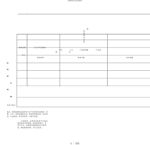 隐患排查记录及表格单