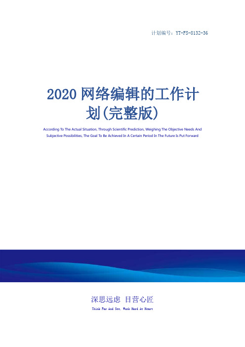 2020网络编辑的工作计划(完整版)