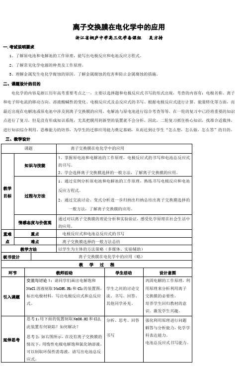 离子交换膜在电化学中的应用