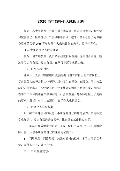 2020青年教师个人成长计划