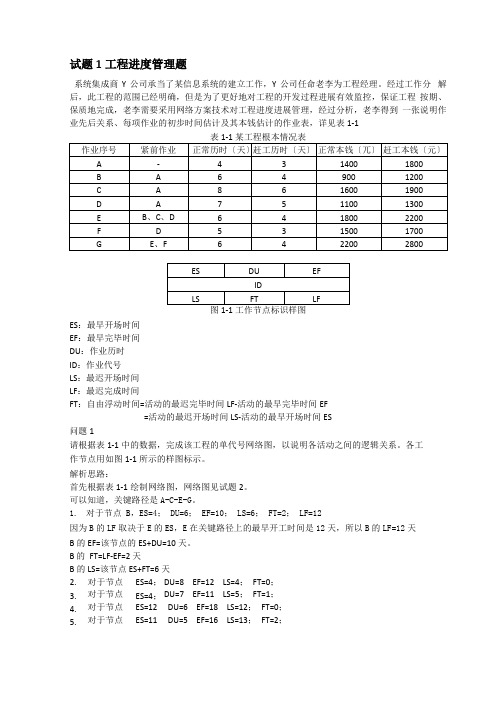 系统集成项目管理工程师计算题总结