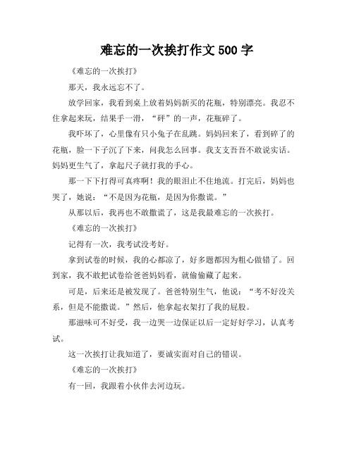 难忘的一次挨打作文500字