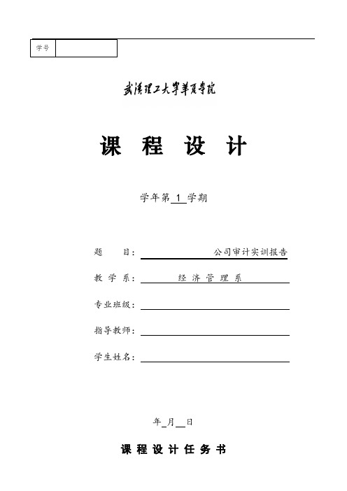 《审计学实训》报告书