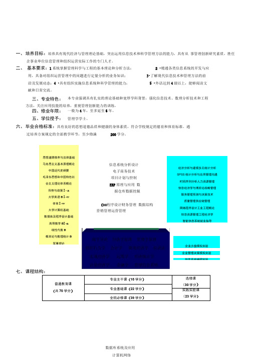 信息管理与信息系统专业培养方案