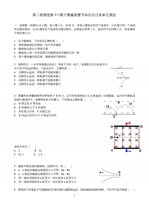 人教版物理选修3-1第三章磁场单元测试含答案