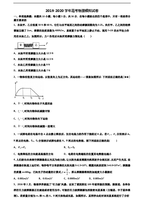 2021届黑龙江省大庆市高考物理调研试题