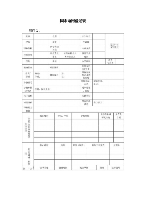 国家电网登记表