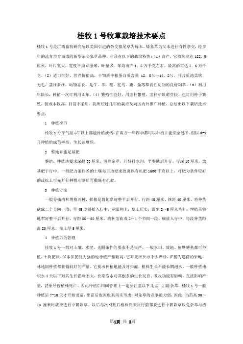 桂牧1号牧草栽培技术要点