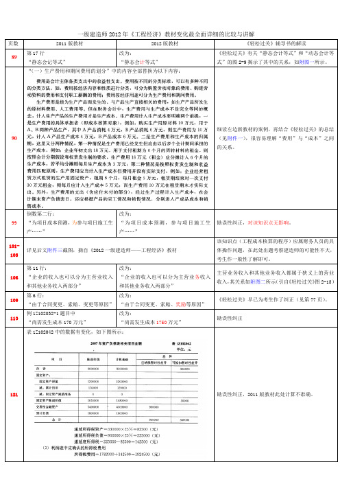 《工程经济》教材变化全面讲解