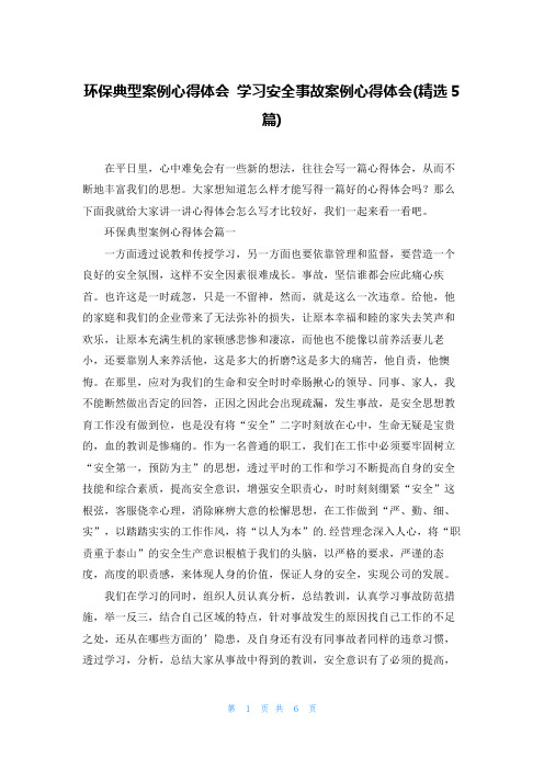 环保典型案例心得体会 学习安全事故案例心得体会(精选5篇)