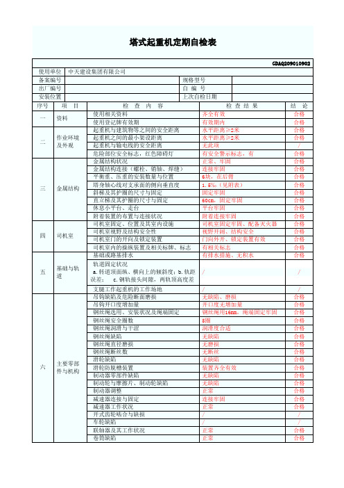 12、塔式起重机定期自检表