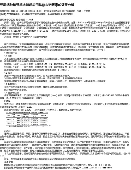 牙周病种植牙手术前后应用盐酸米诺环素的效果分析