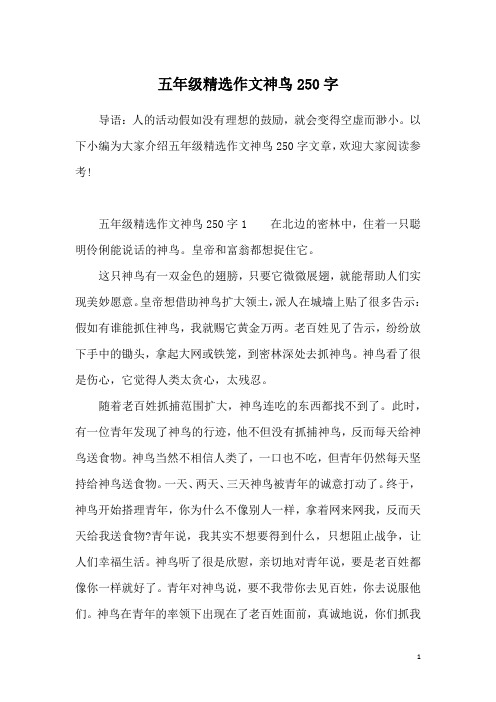 五年级精选作文神鸟250字