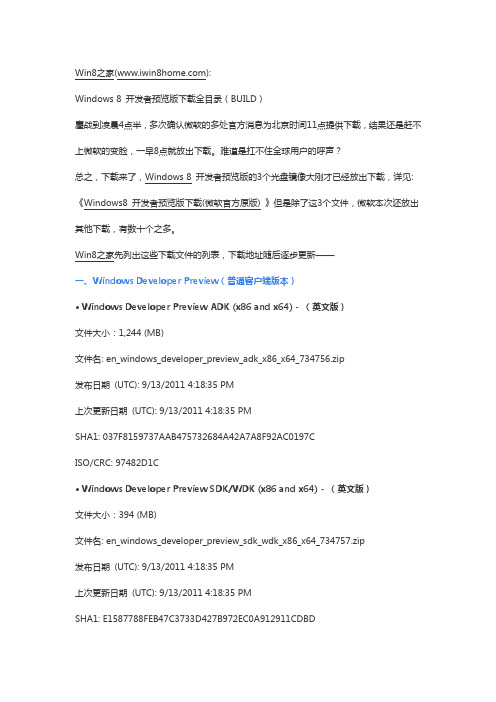 Windows8 开发者预览版下载全目录(BUILD)