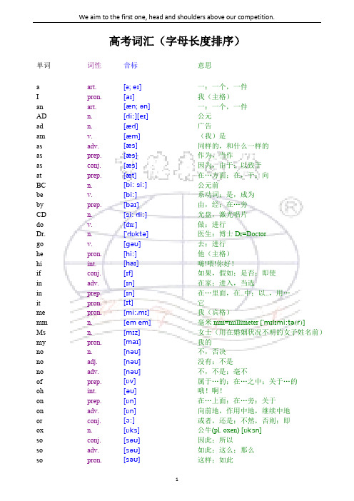 高考词汇(单词长度排序版)