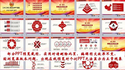 企业工会工作总结报告ppt模板【精品,图文可编辑替换】