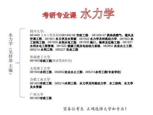 水力学考研真题、水力学课后习题详解、水分析化学考研真题