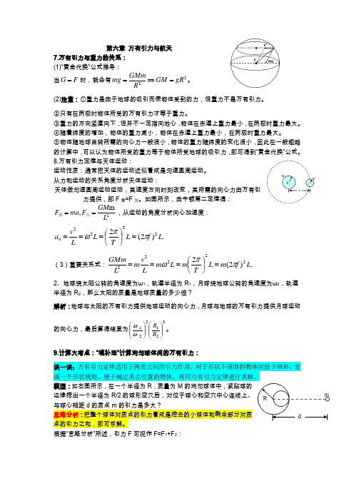 万有引力知识点