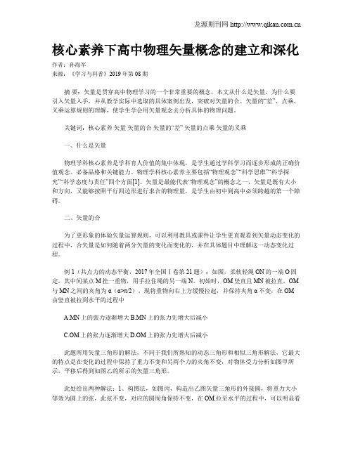 核心素养下高中物理矢量概念的建立和深化