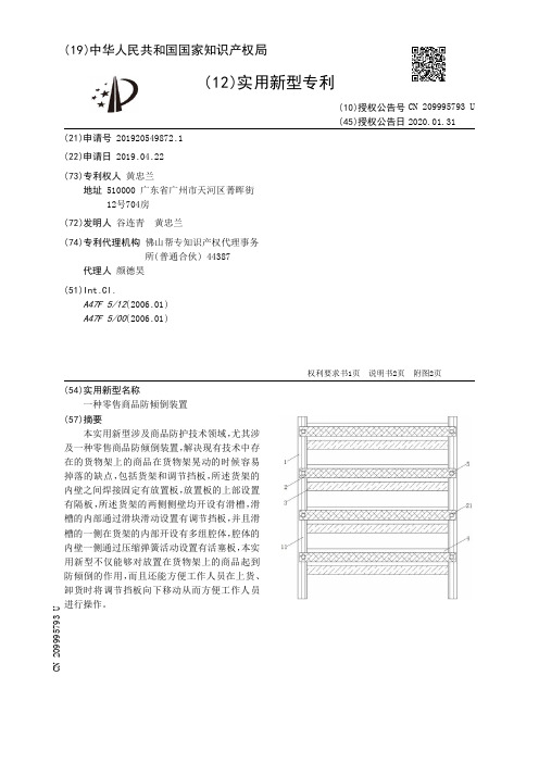 【CN209995793U】一种零售商品防倾倒装置【专利】