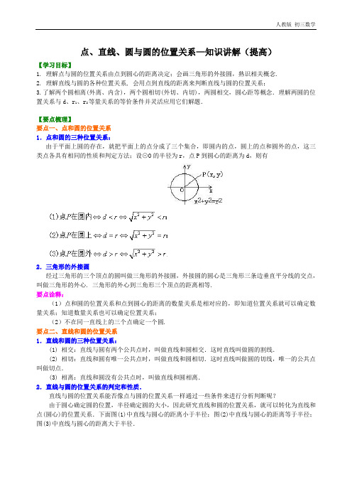 人教版数学九年级点、直线、圆与圆的位置关系—知识讲解(提高)