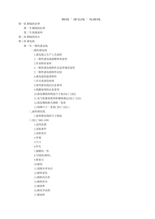 漆包线电源线材料、性能、用途