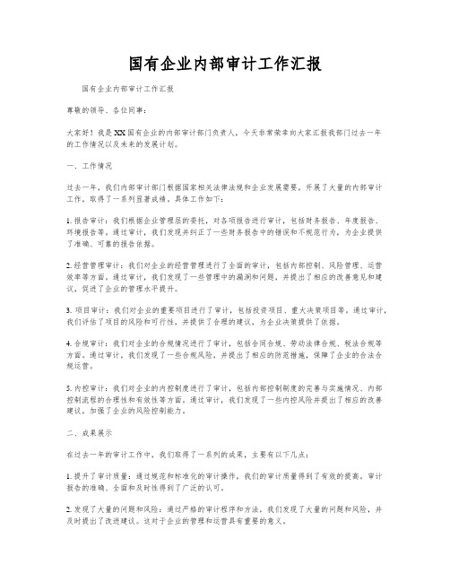 国有企业内部审计工作汇报