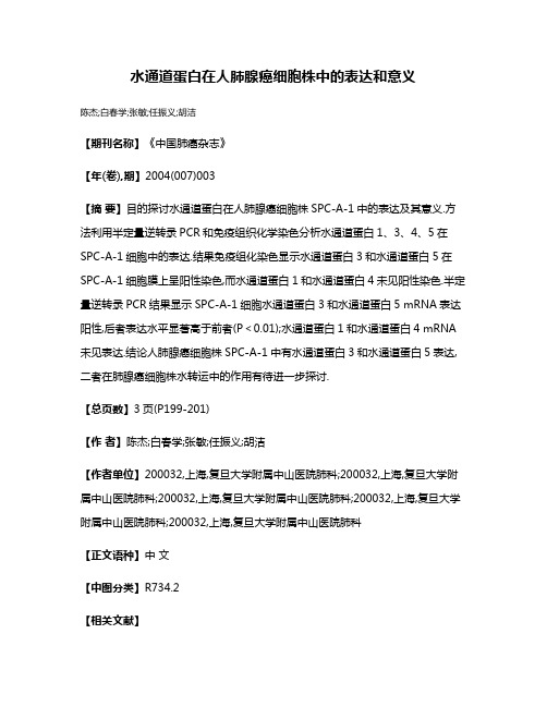 水通道蛋白在人肺腺癌细胞株中的表达和意义