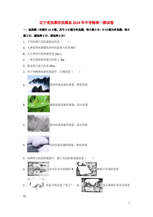 辽宁省抚顺市抚顺县2016年中考物理一模试卷(含解析)