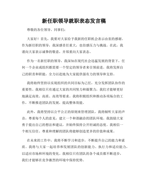 新任职领导就职表态发言稿