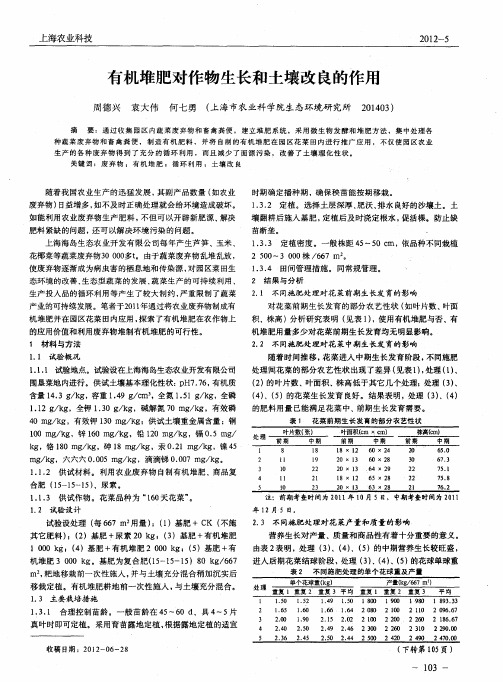 有机堆肥对作物生长和土壤改良的作用