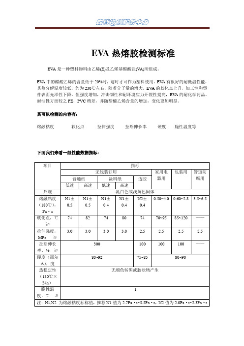 EVA热熔胶检测标准