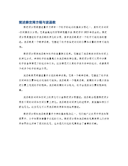 简述薛定谔方程与波函数