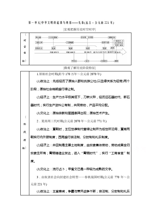 2021届高三通史版历史一轮复习学案：第1单元第1讲先秦时期的政治含解析