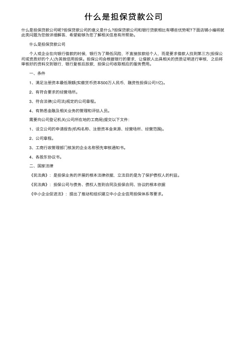 什么是担保贷款公司