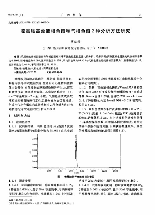 嘧霉胺高效液相色谱和气相色谱2种分析方法研究