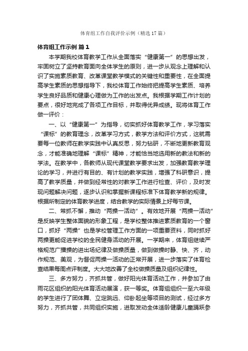 体育组工作自我评价示例（精选17篇）