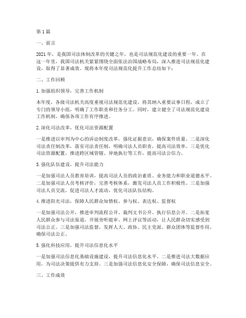 司法规范化提升年终总结(2篇)