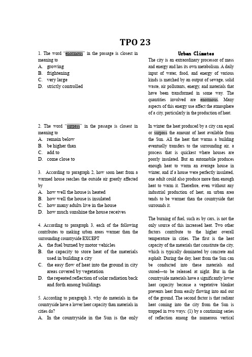 TPO 23阅读详细解析