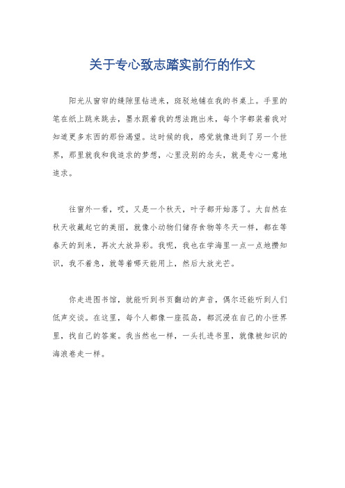 关于专心致志踏实前行的作文