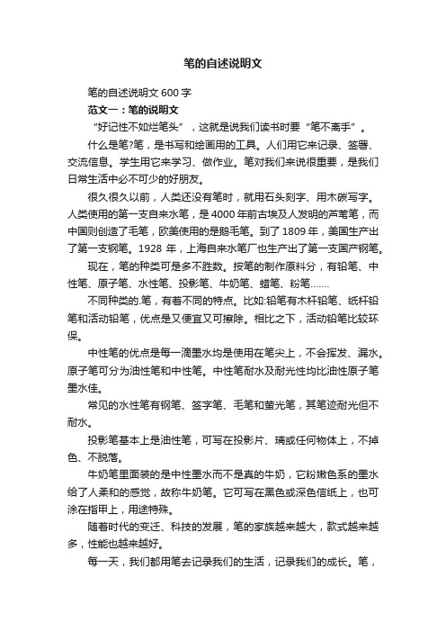 笔的自述说明文600字