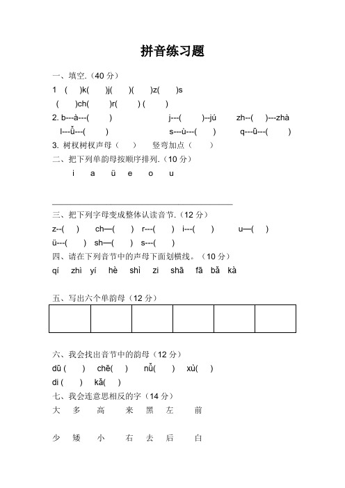 学前班拼音练习题