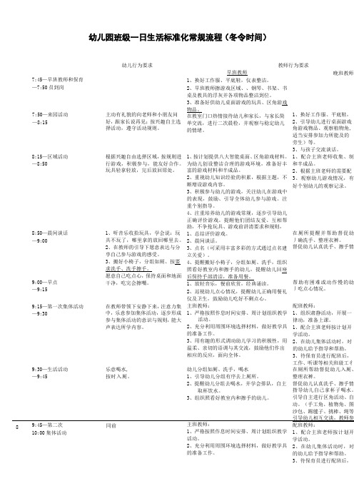 幼儿园一日活动准则化规程常规要求