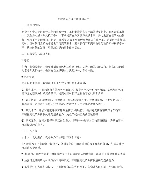 党校老师专业工作计划范文