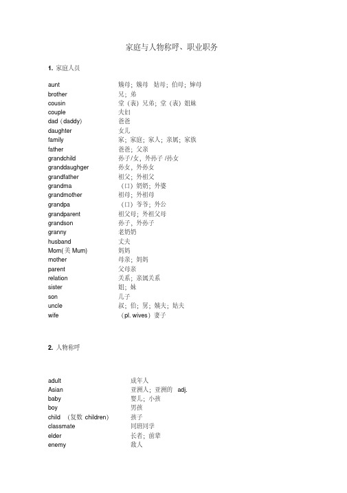 中考英语单词分类速记(1600词)