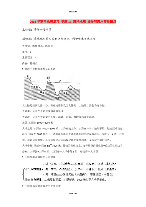 2021年高考地理复习 专题14 海洋地理 海洋和海岸带易错点