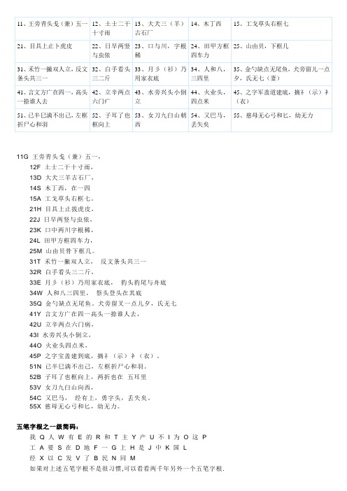 五笔字根口诀