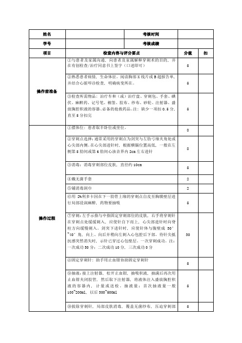 ( 心包穿刺术  )评分标准