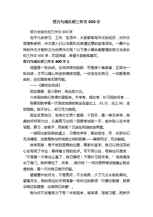 努力与成长初三作文600字