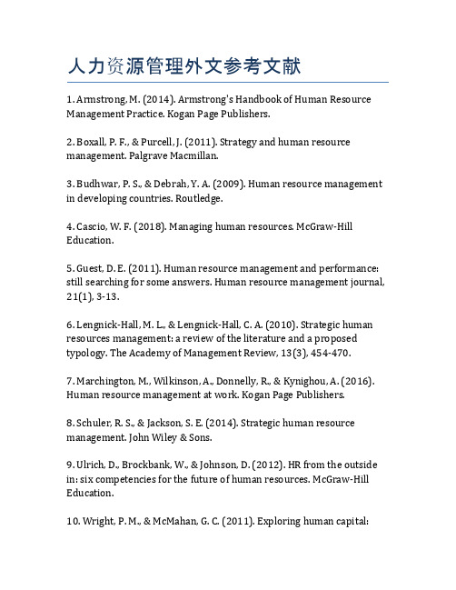 人力资源管理外文参考文献